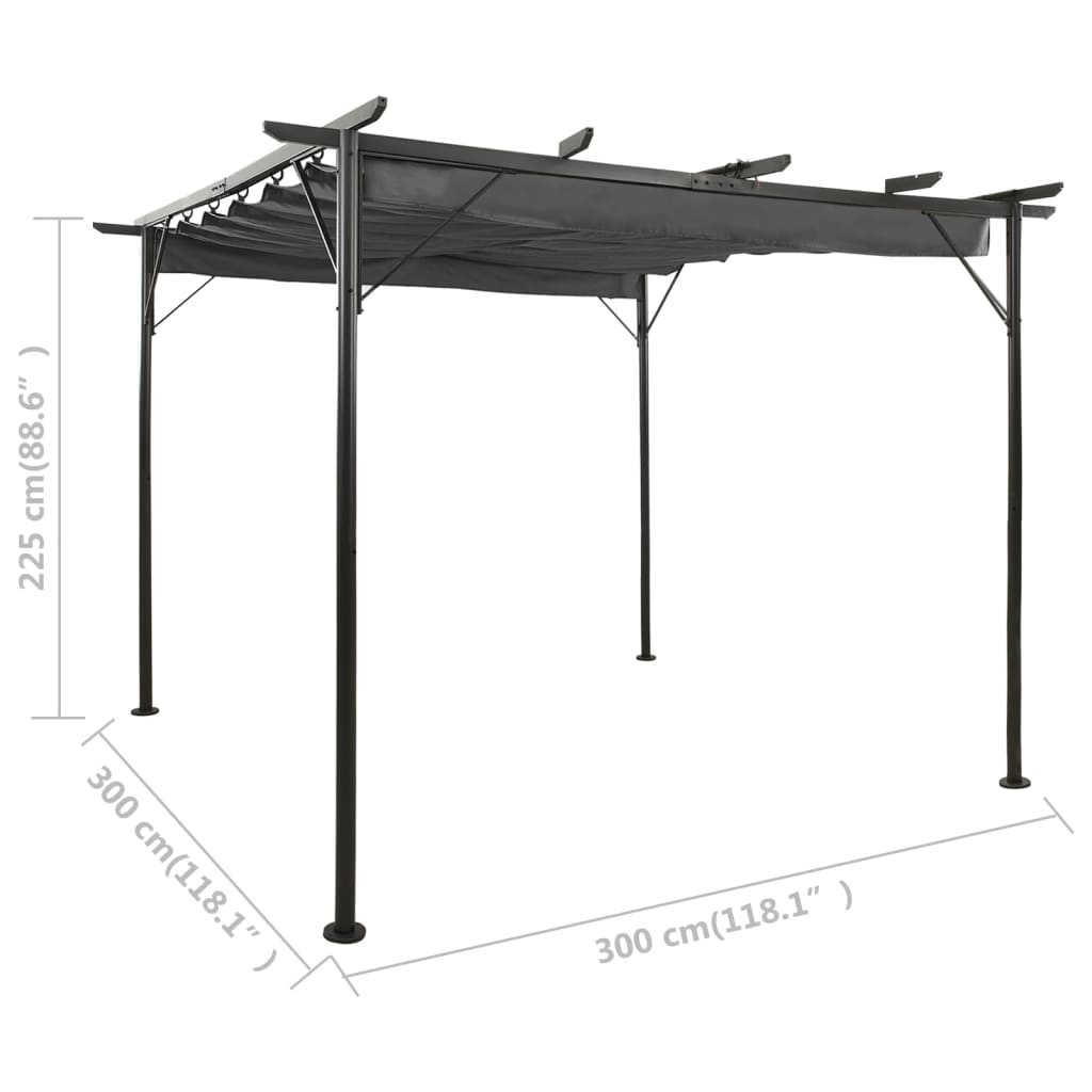 Pergola Met Uittrekbaar Dak 180 G/M² 3X3 M Staal Kleur