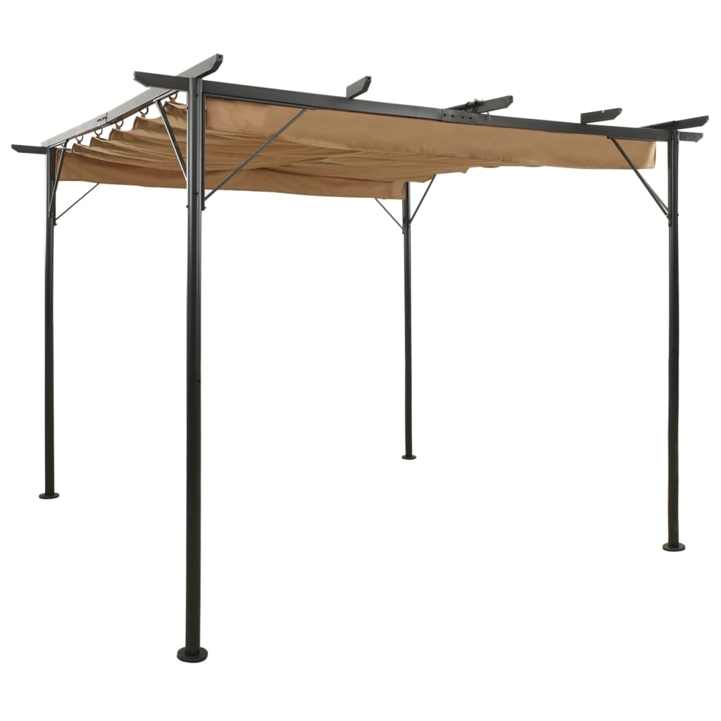 Pergola Met Uittrekbaar Dak 180 G/M² 3X3 M Staal Kleur