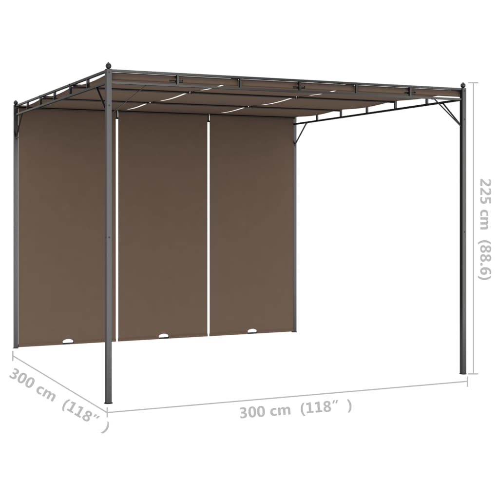 Tuinprieel Met Zijgordijn 3X3X2,25 M Taupe