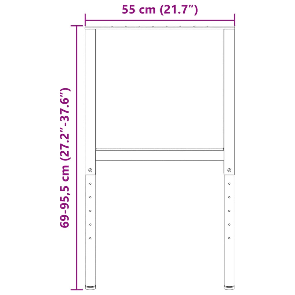 Werkbankframes Verstelbaar 55X(69-95,5) Cm Metaal Zwart