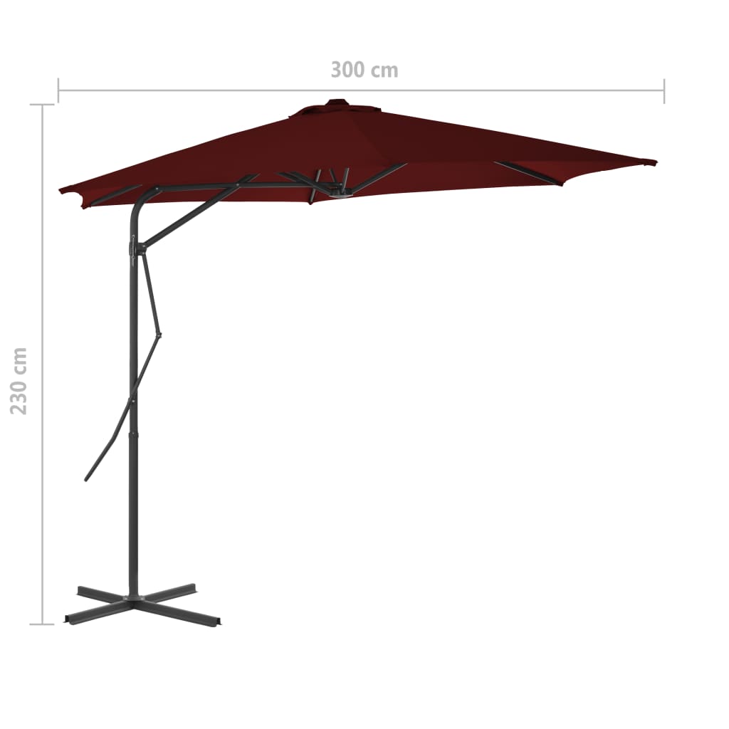 Parasol Met Stalen Paal 300X230 Cm Bordeaux