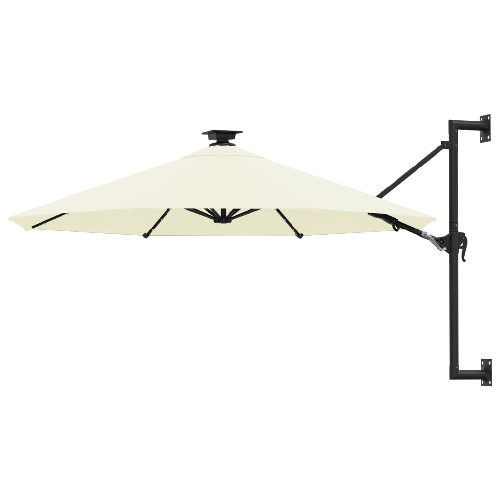 Wandparasol Met Led's En Metalen Paal 300 Cm Kleurig