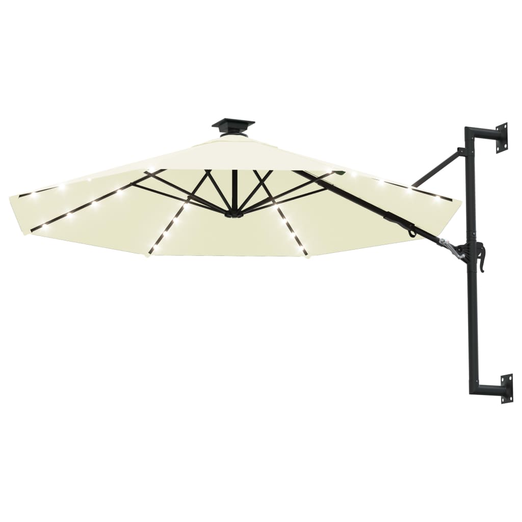 Wandparasol Met Led's En Metalen Paal 300 Cm Kleurig