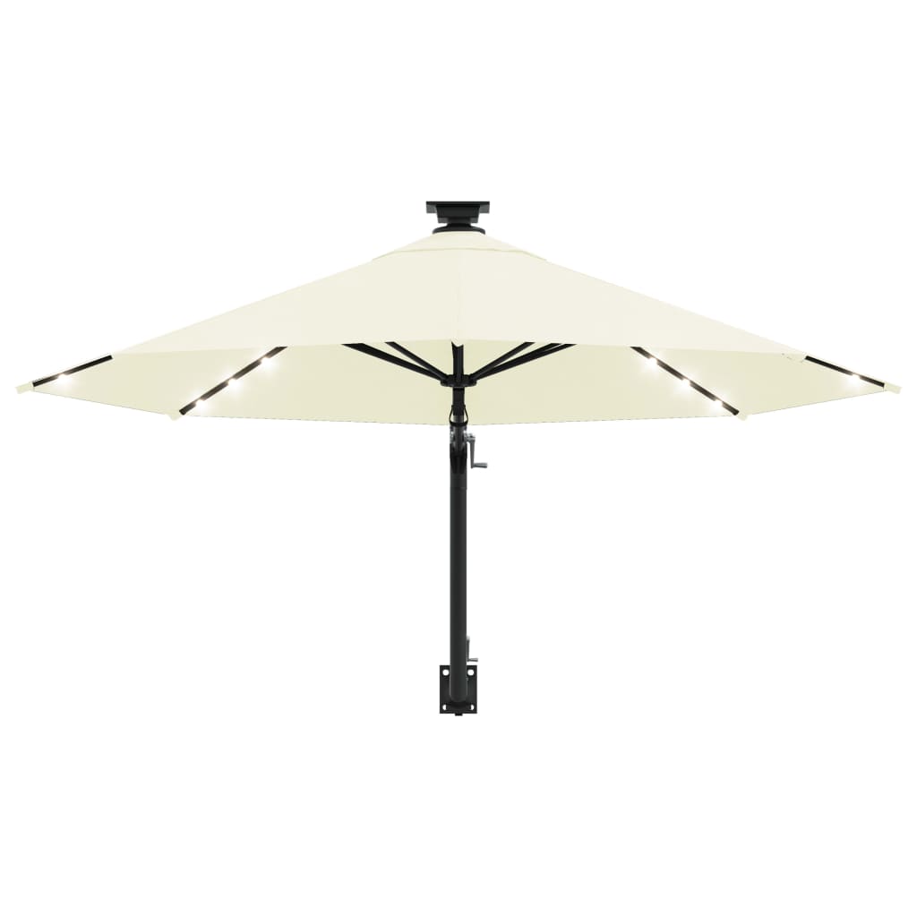 Wandparasol Met Led's En Metalen Paal 300 Cm Kleurig