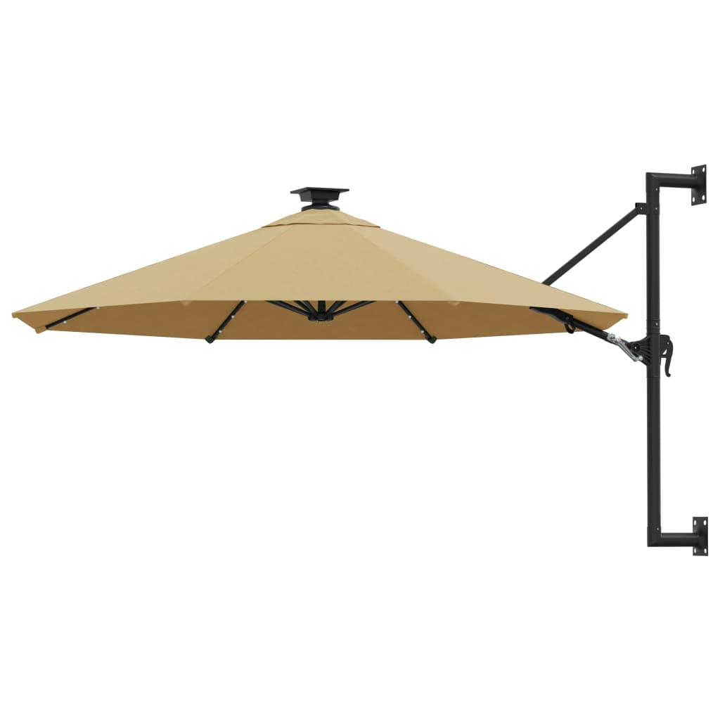 Wandparasol Met Led's En Metalen Paal 300 Cm Kleurig