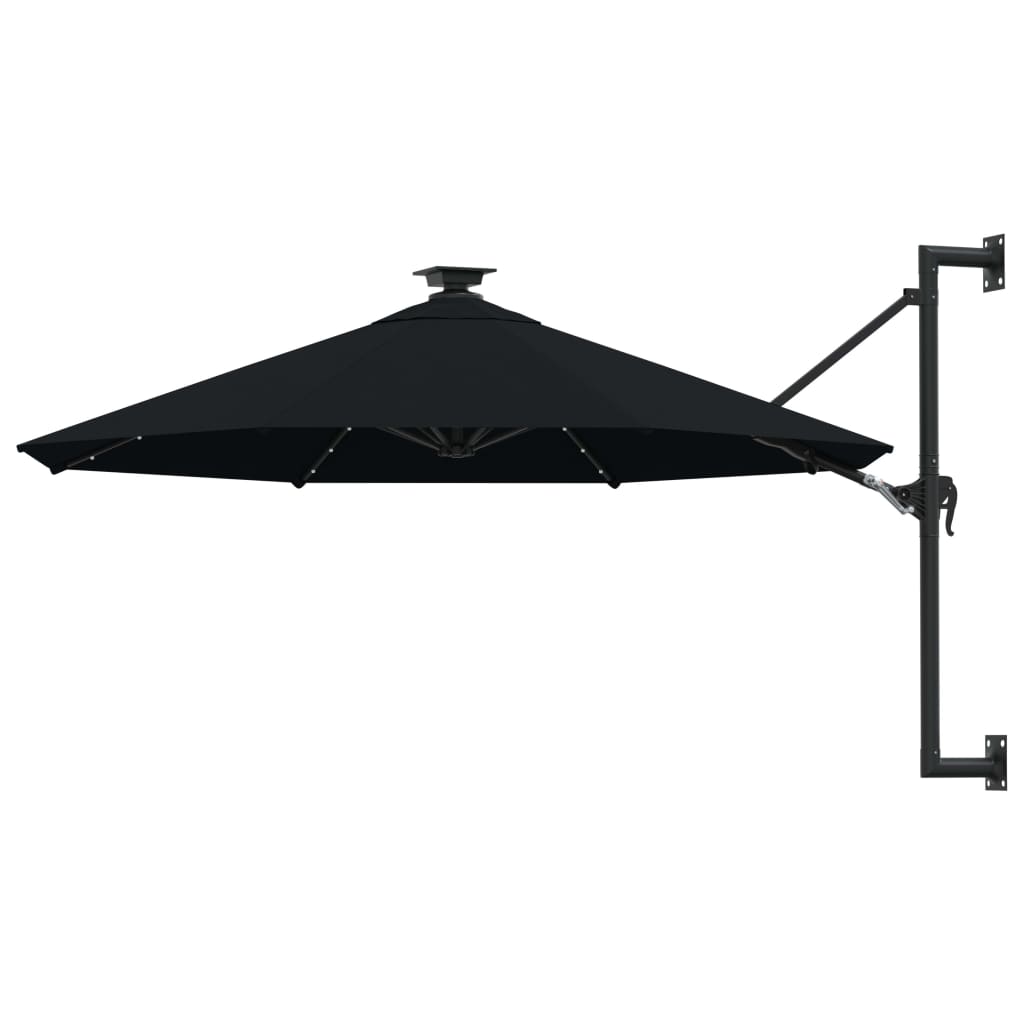 Wandparasol Met Led's En Metalen Paal 300 Cm Kleurig