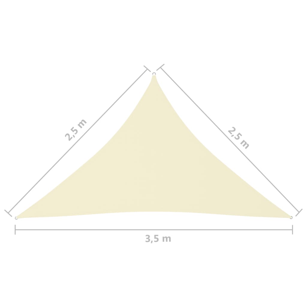 Zonnescherm Driehoekig 2,5X2,5X3,5 M Oxford Stof Kleurig Crème