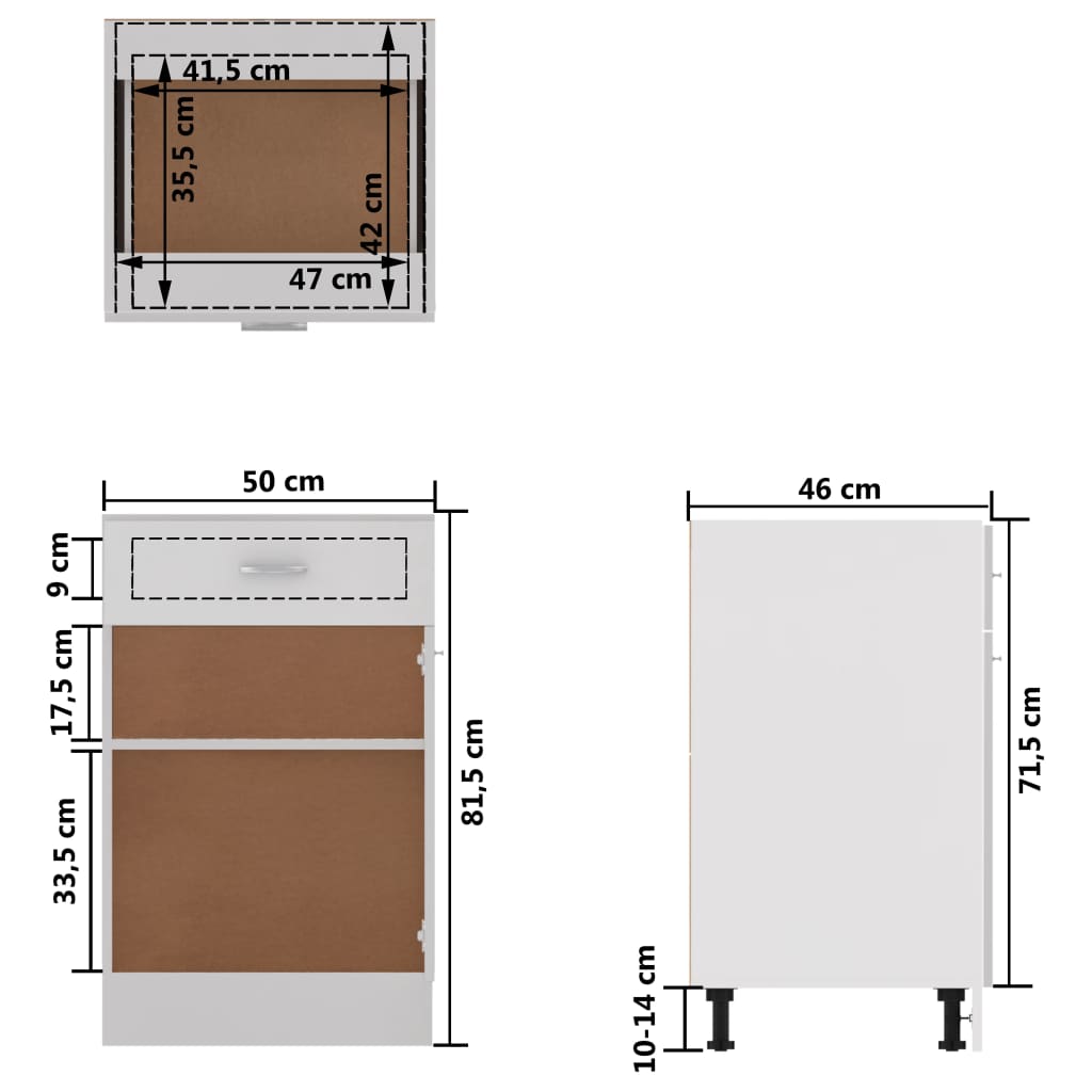 Onderkast Met Lade 50X46X81,5 Cm Bewerkt Hout