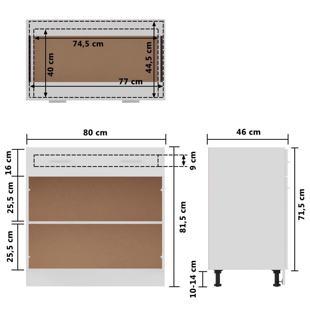 Onderkast Met Lade 80X46X81,5 Cm Bewerkt Hout