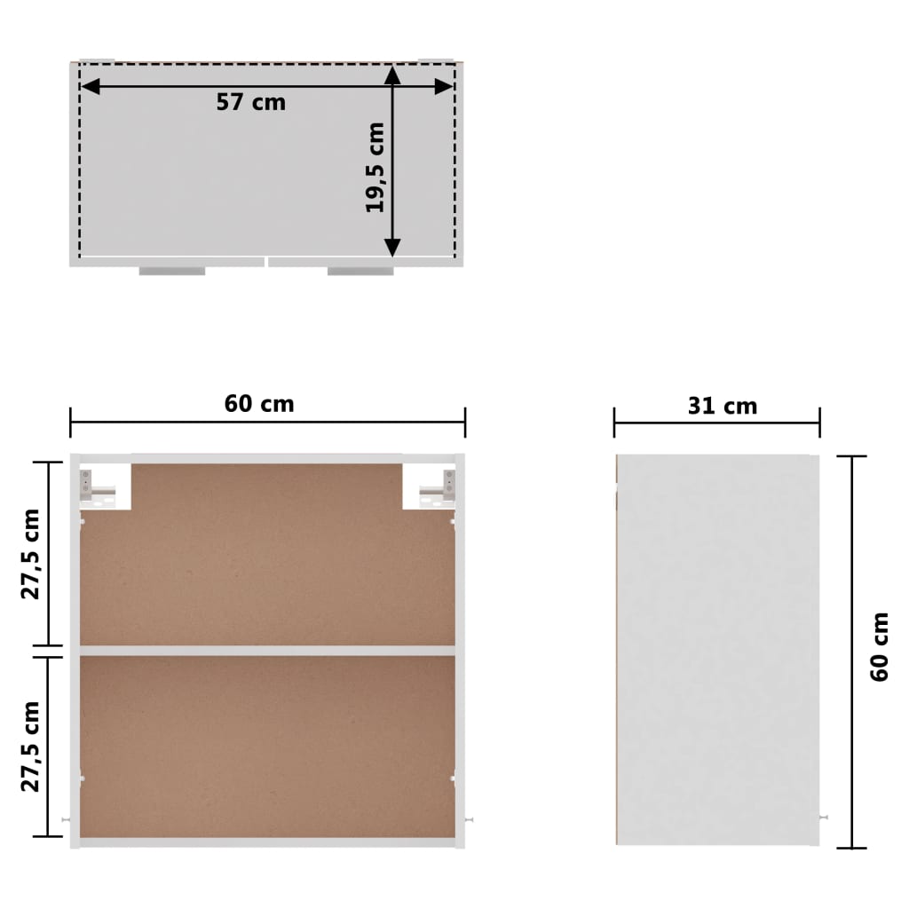 Hangkast 60X31X60 Cm Bewerkt Hout