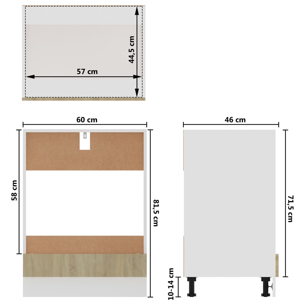 60X46X81,5 Cm Bewerkt Hout Kleurig Sonoma Eiken