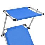 Ligbedden Inklapbaar Met Dak 2 St Aluminium En Textileen Blauw