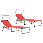 Ligbedden Inklapbaar Met Dak 2 St Aluminium En Textileen Rood