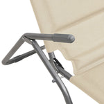 Ligbedden 2 St Inklapbaar Textileen En Gepoedercoat Staal Crème Grijs