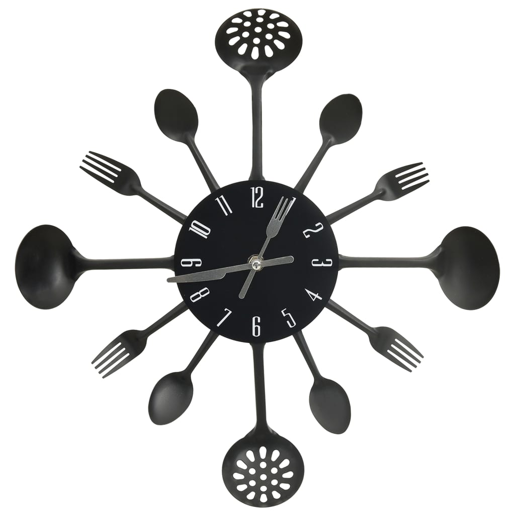 Wandklok Lepel-En-Vork 40 Cm Aluminium Zwart
