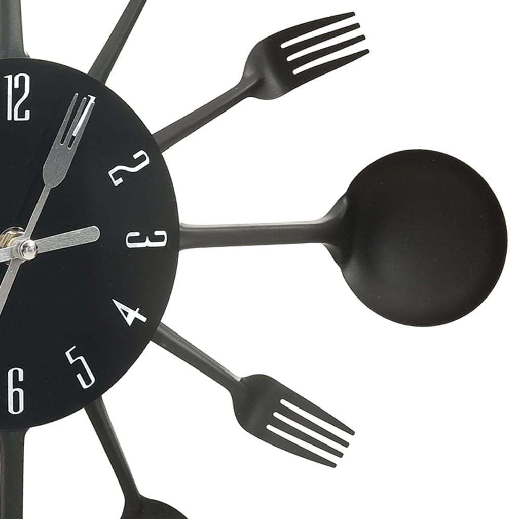 Wandklok Lepel-En-Vork 40 Cm Aluminium Zwart