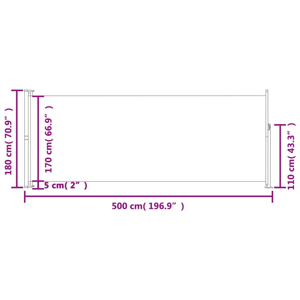 Tuinscherm Uittrekbaar 180X500 Cm Rood