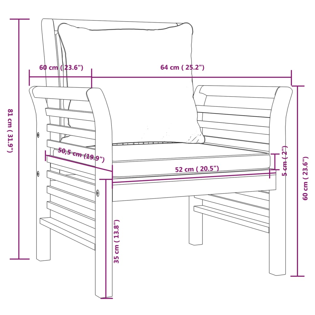 Fauteuils Met Te Kussens Massief Acaciahout