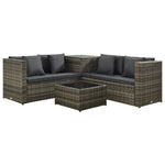 -Delige Loungeset Met Kussens Poly Rattan