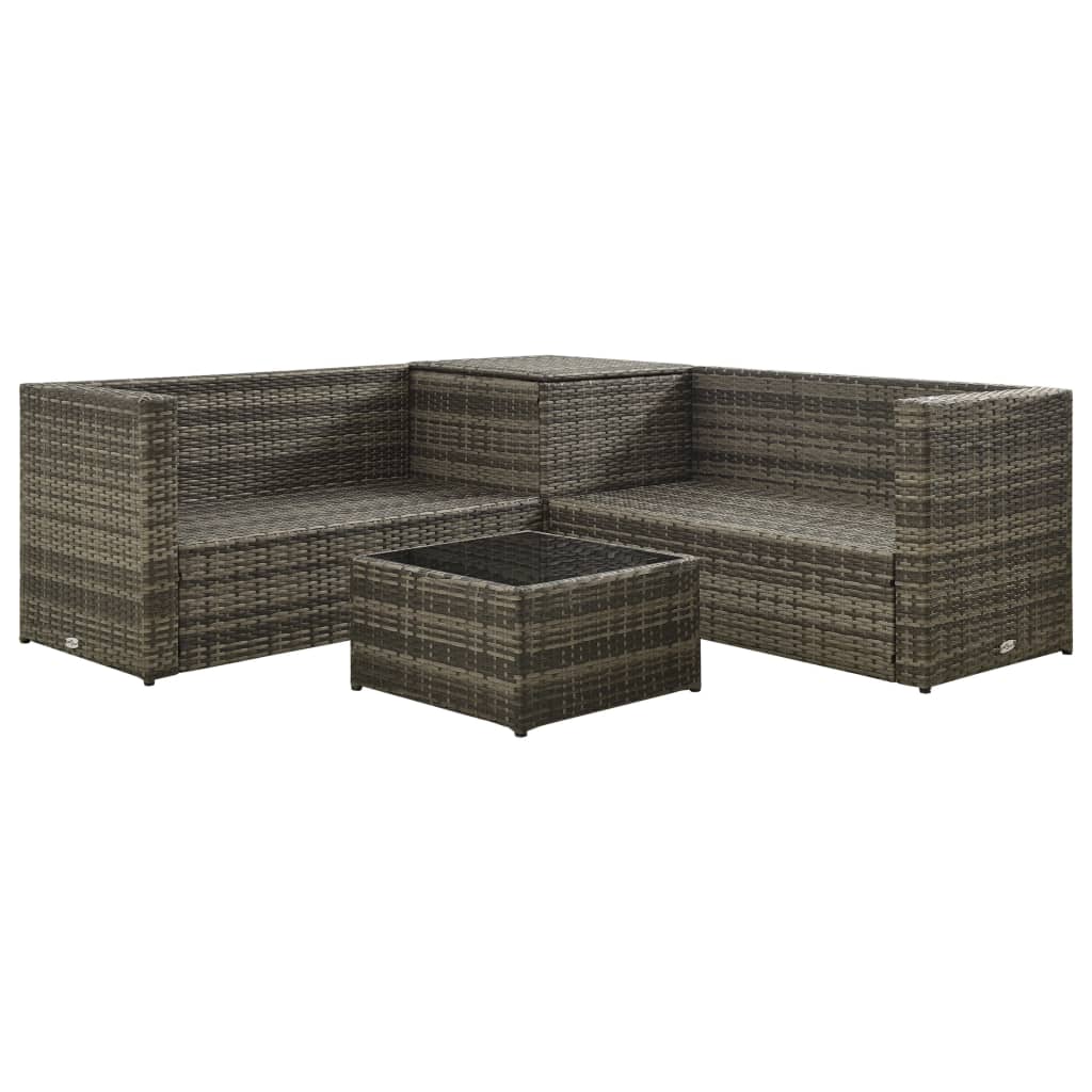 -Delige Loungeset Met Kussens Poly Rattan