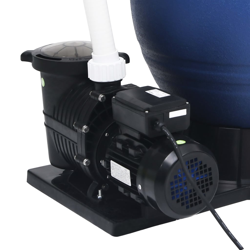 Zandfilter Met 7 Instellingen En 1000 W Pomp Blauw En Zwart