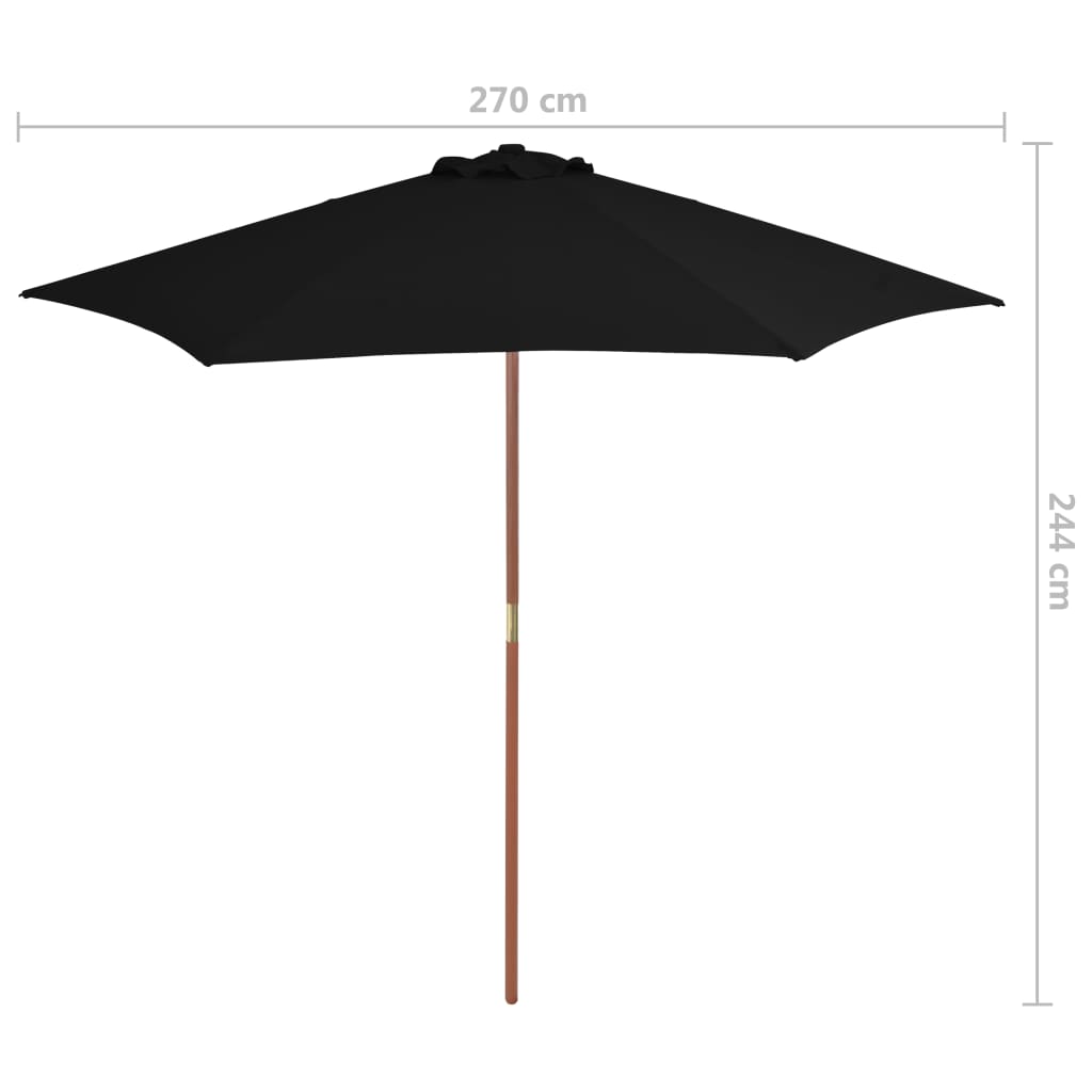 Parasol Met Houten Paal 270 Cm