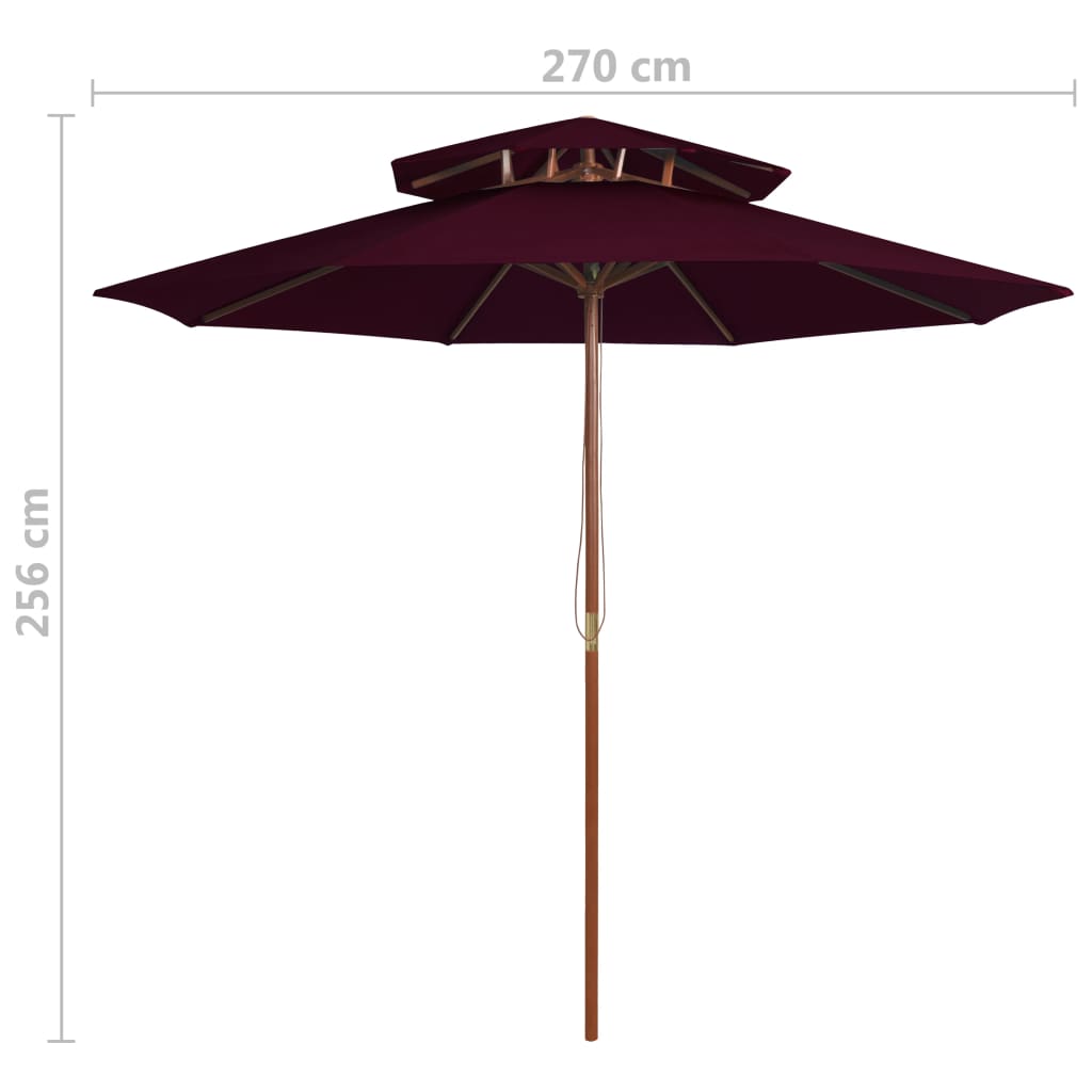 Parasol Dubbeldekker Met Houten Paal 270 Cm