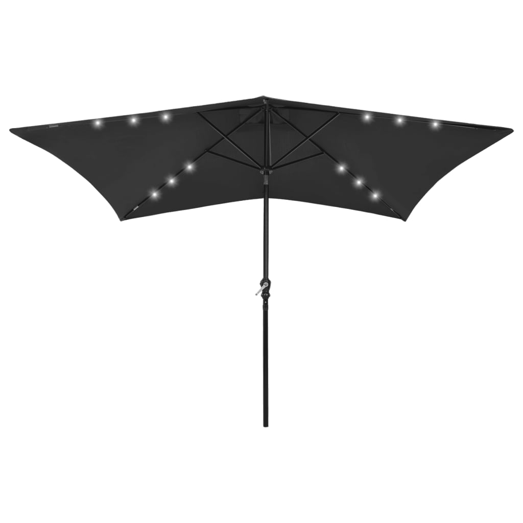 Parasol Met Led's En Stalen Paal 2X3 M