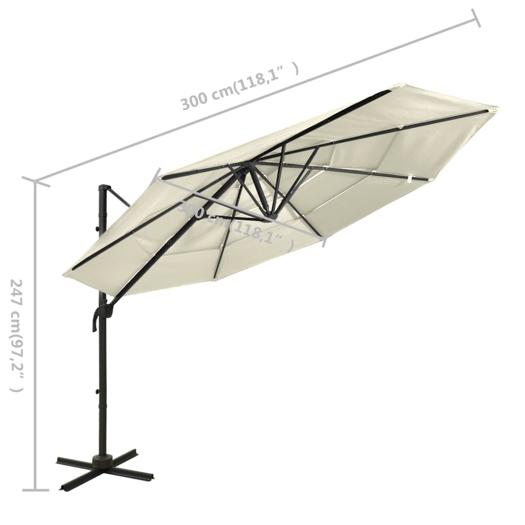 Parasol 4-Laags Met Aluminium Paal 3X3 M Kleurig