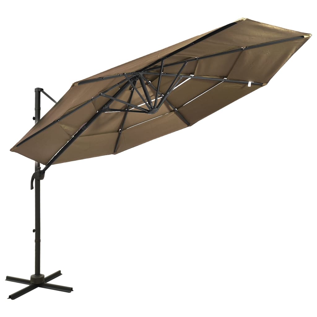 Parasol 4-Laags Met Aluminium Paal 3X3 M Kleurig