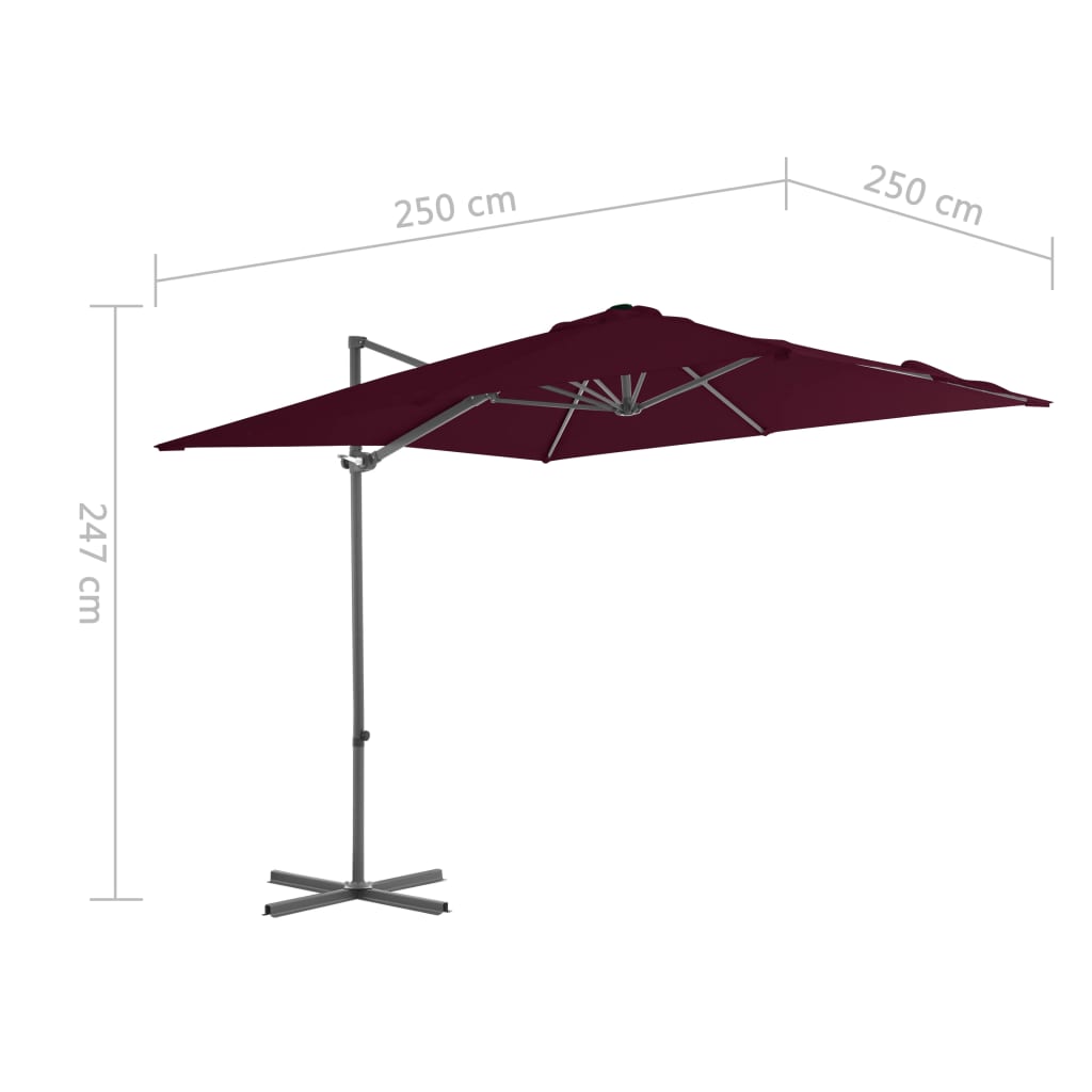 Zweefparasol Met Stalen Paal Bordeaux