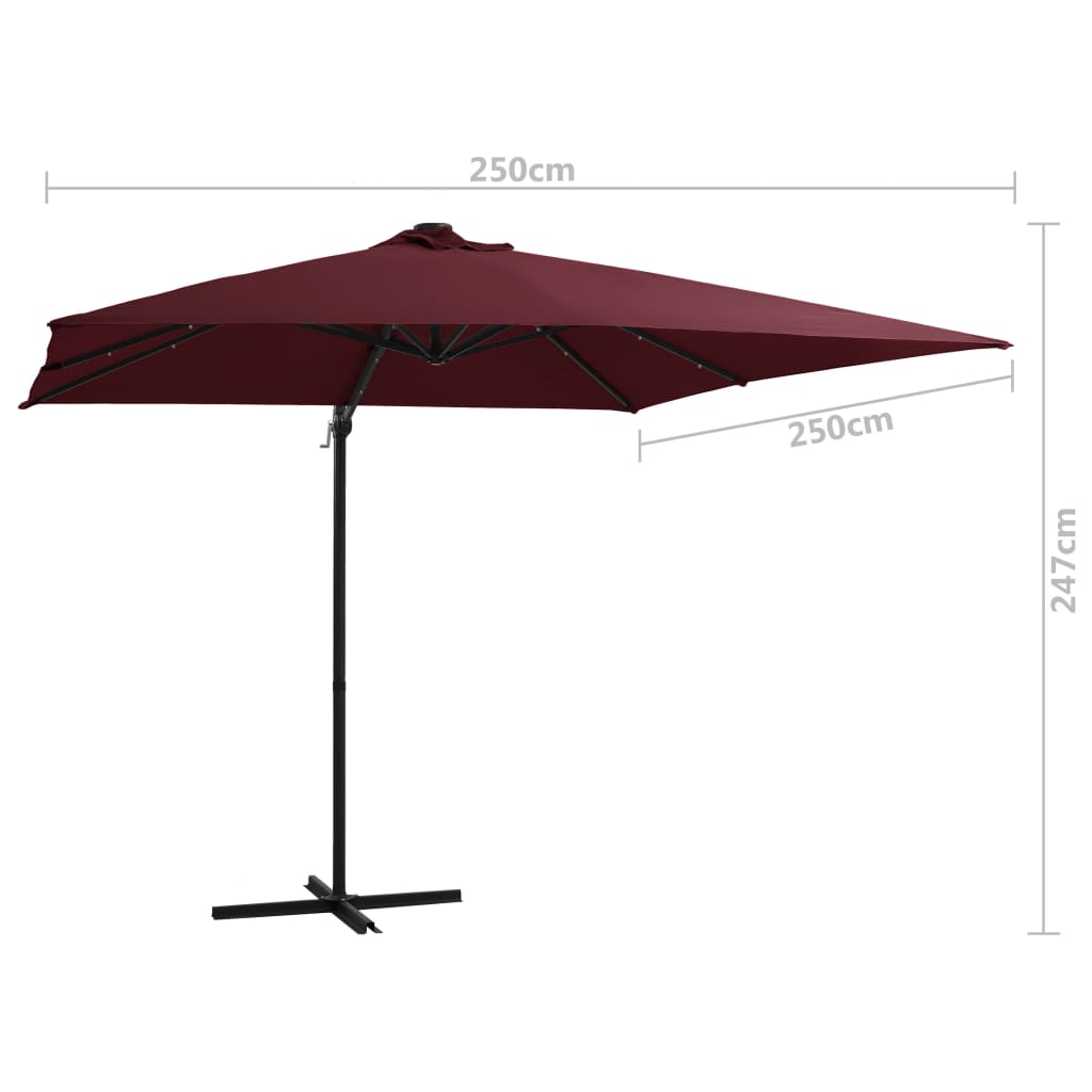 Zweefparasol Met Led-Verlichting Bordeaux