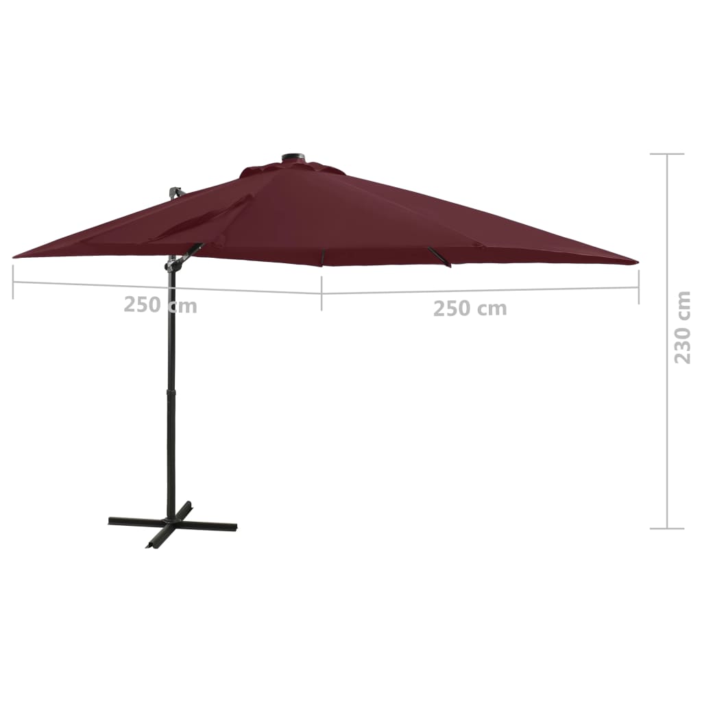 Zweefparasol Met Paal En Led-Verlichting