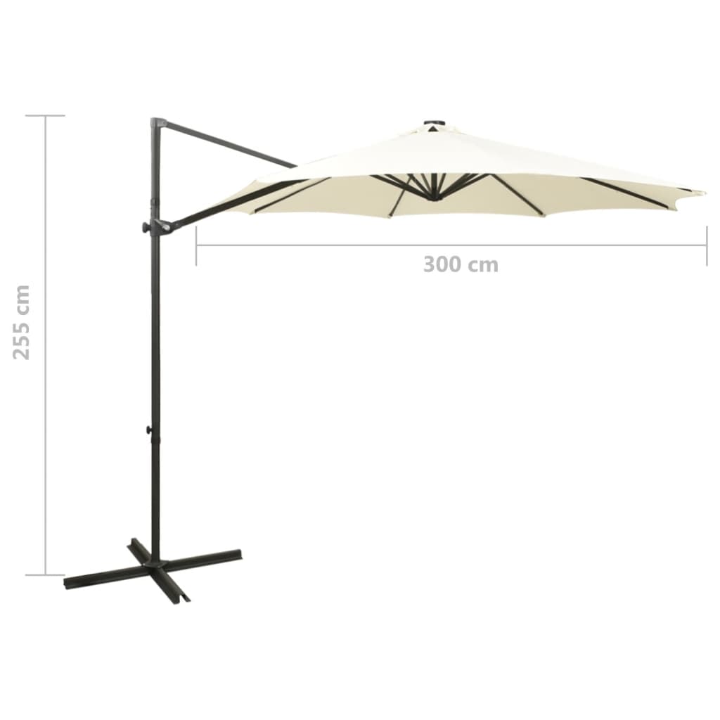 Zweefparasol Met Paal En Led-Verlichting 300 Cm Kleurig