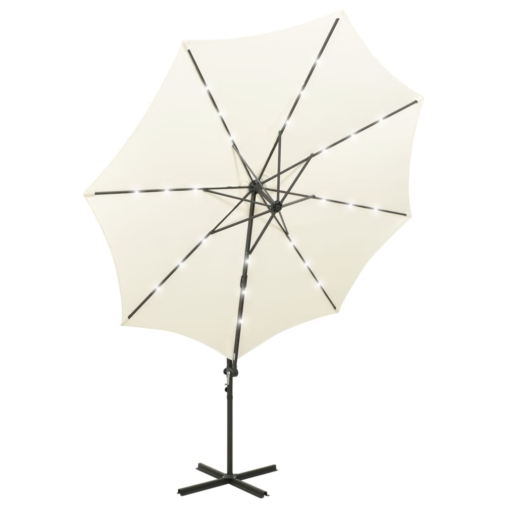 Zweefparasol Met Paal En Led-Verlichting 300 Cm Kleurig