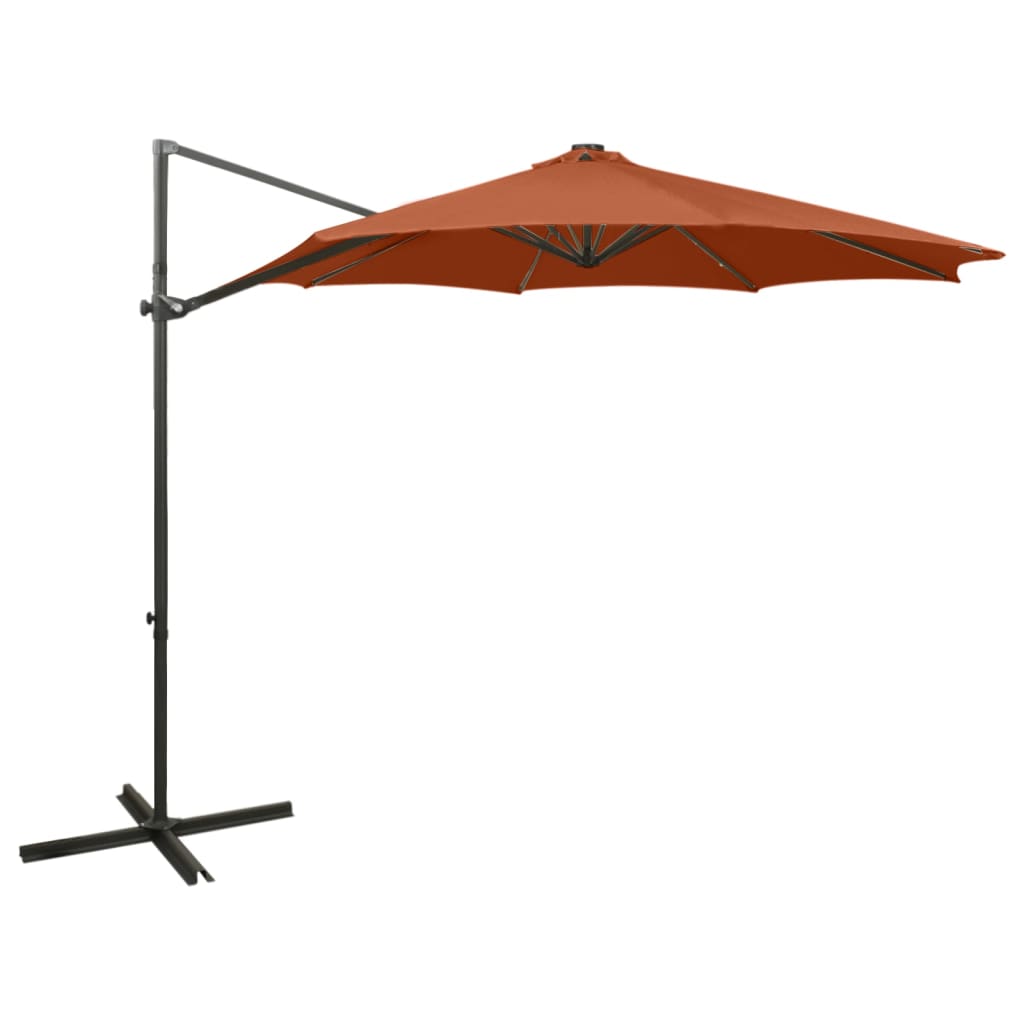 Zweefparasol Met Paal En Led-Verlichting 300 Cm Kleurig