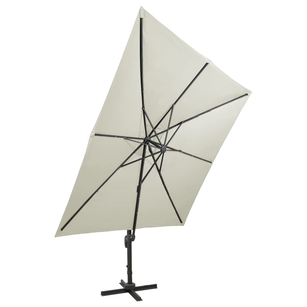 Zweefparasol Met Paal En Led-Verlichting 300 Cm Kleurig