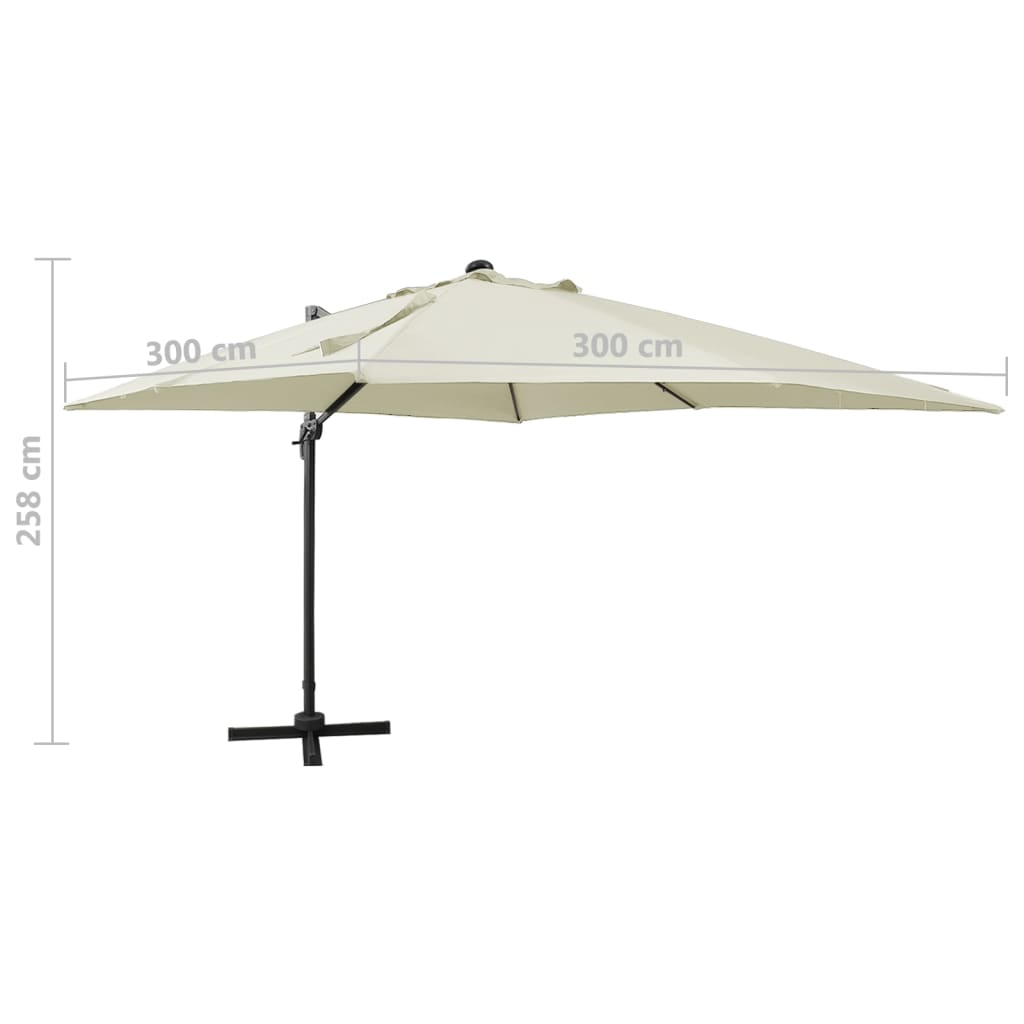 Zweefparasol Met Paal En Led-Verlichting 300 Cm Kleurig