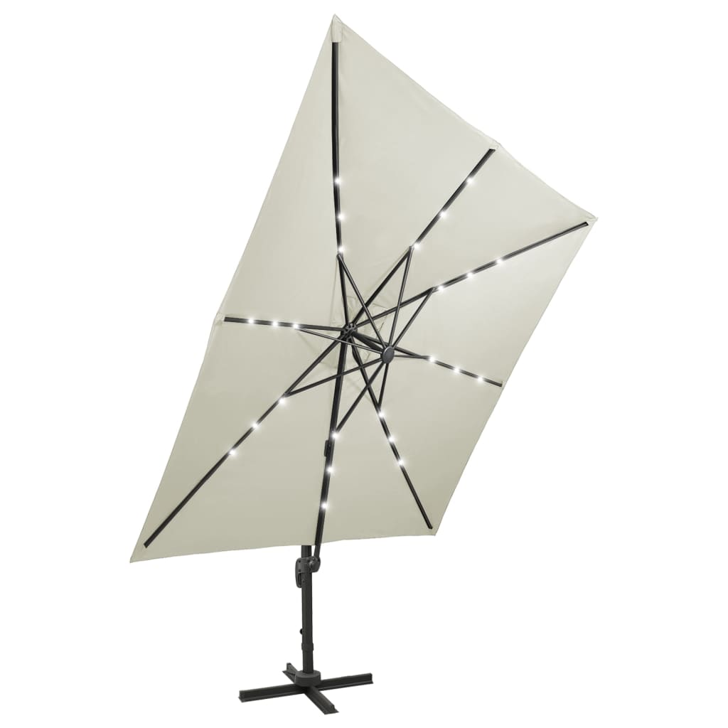 Zweefparasol Met Paal En Led-Verlichting 300 Cm Kleurig