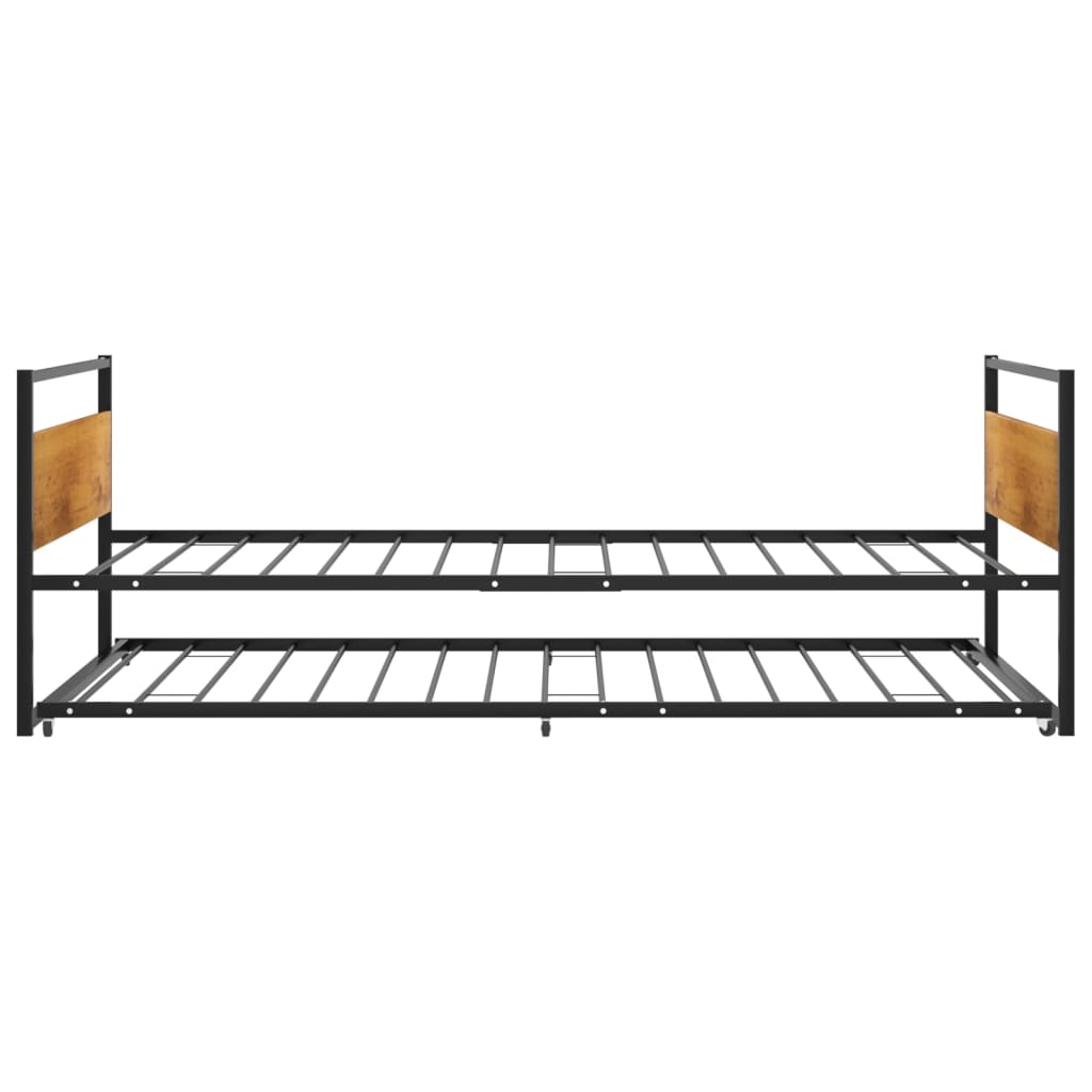 Bedframe Uitschuifbaar Metaal Zwart 90X200 Cm