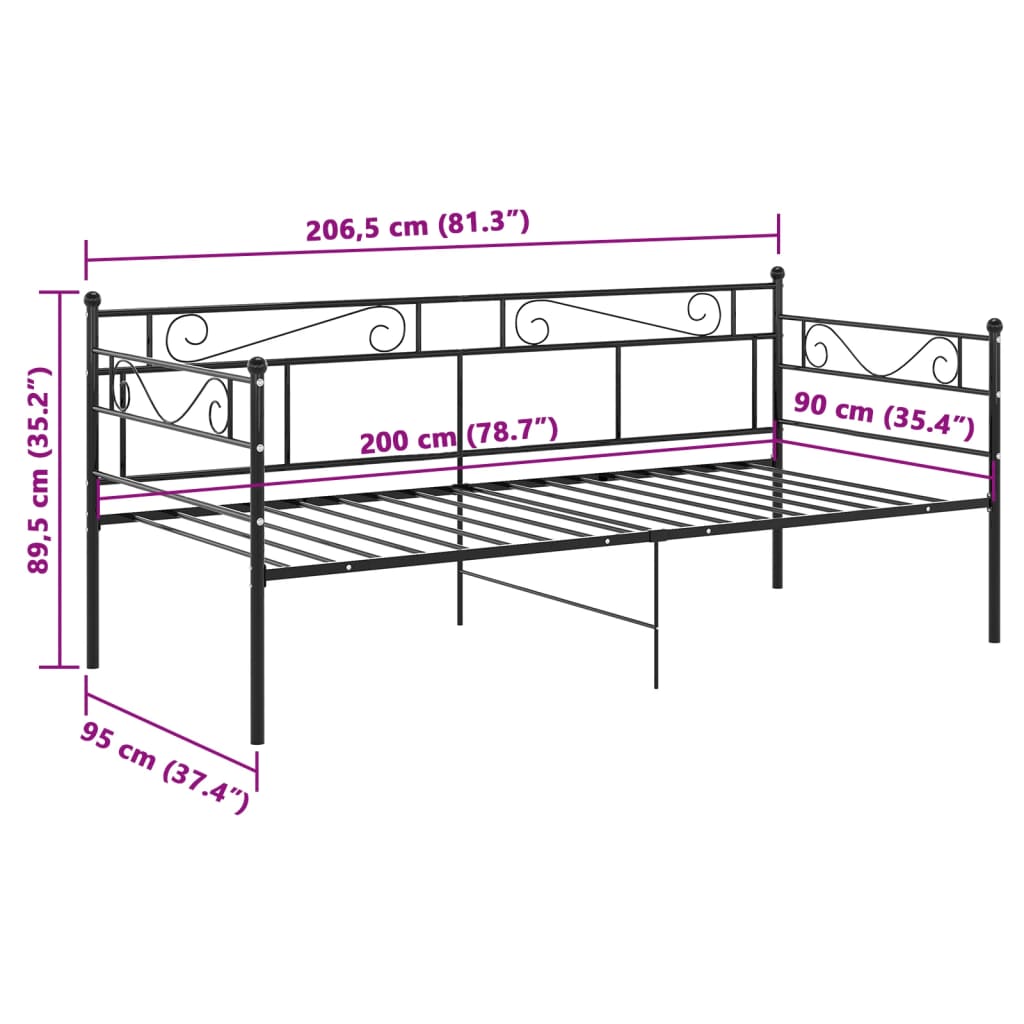 Slaapbankframe Metaal 90X200 Cm