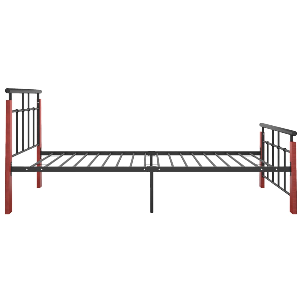 Bedframe Metaal En Massief Eikenhout