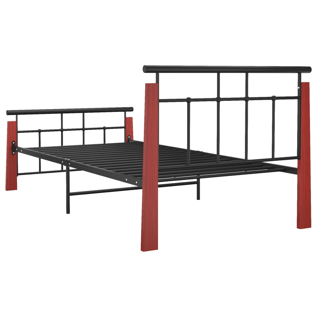 Bedframe Metaal En Massief Eikenhout