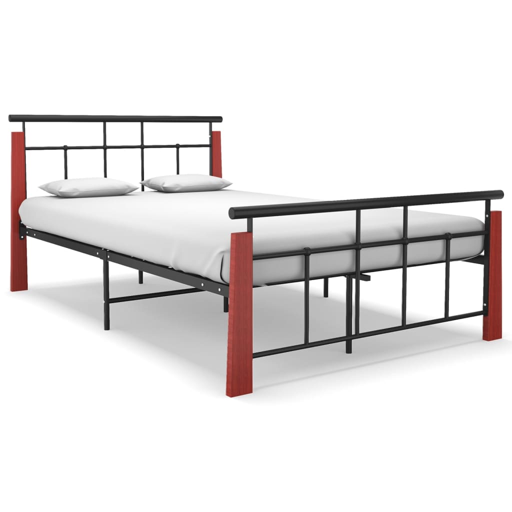 Bedframe Metaal En Massief Eikenhout