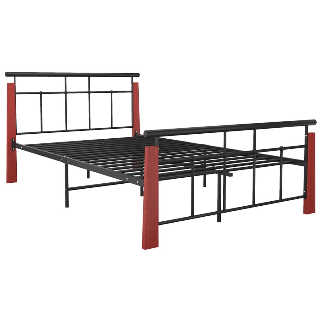 Bedframe Metaal En Massief Eikenhout