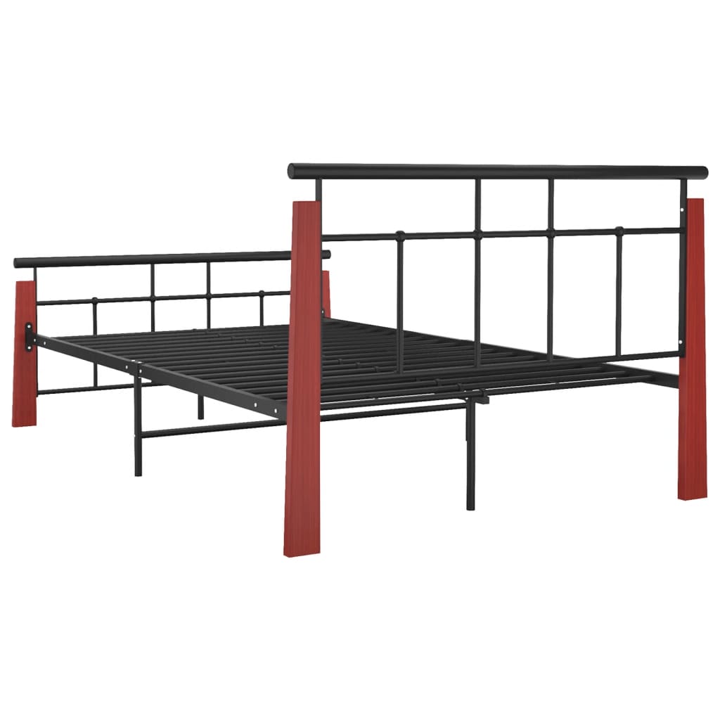 Bedframe Metaal En Massief Eikenhout