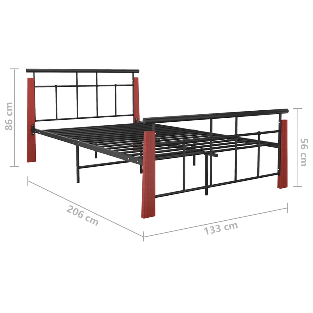 Bedframe Metaal En Massief Eikenhout