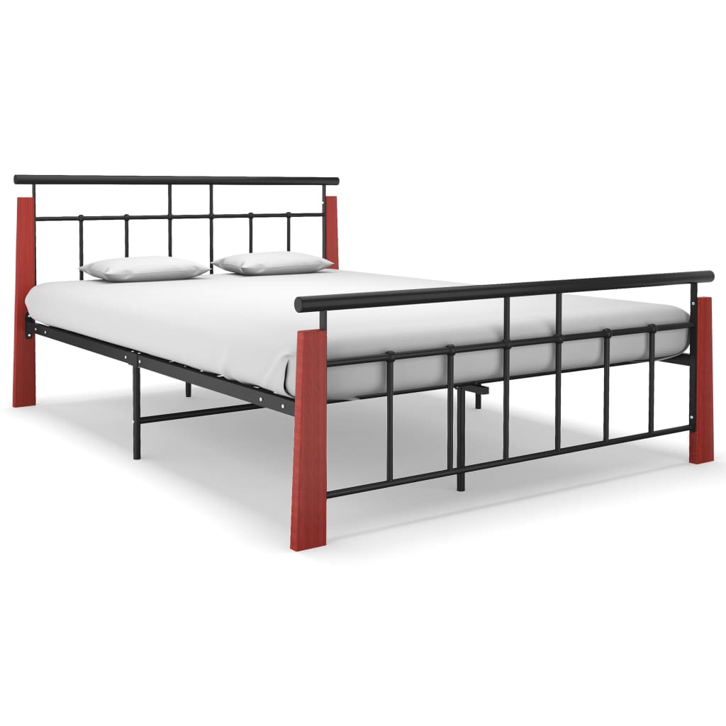 Bedframe Metaal En Massief Eikenhout