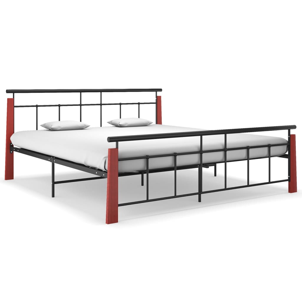 Bedframe Metaal En Massief Eikenhout