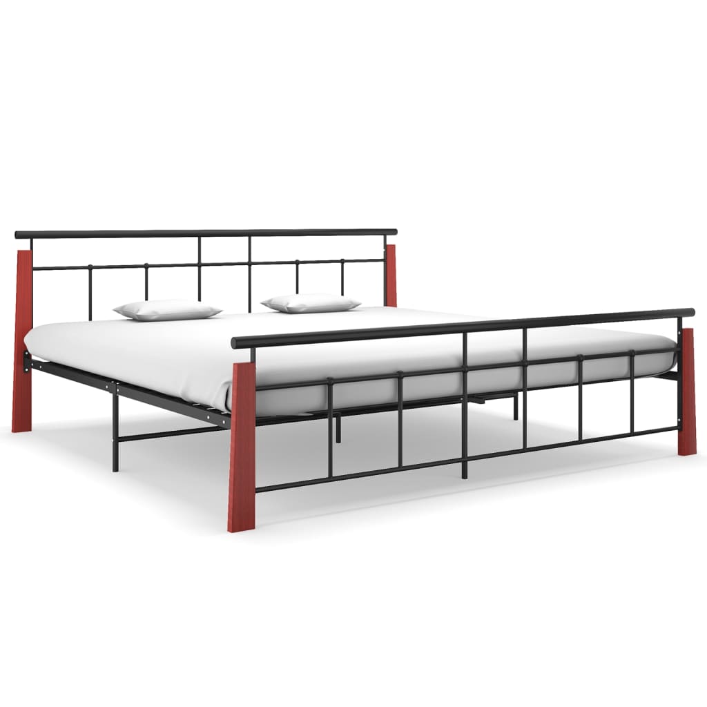 Bedframe Metaal En Massief Eikenhout